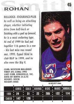 2000 Select AFL Millennium #45 Rohan Smith Back